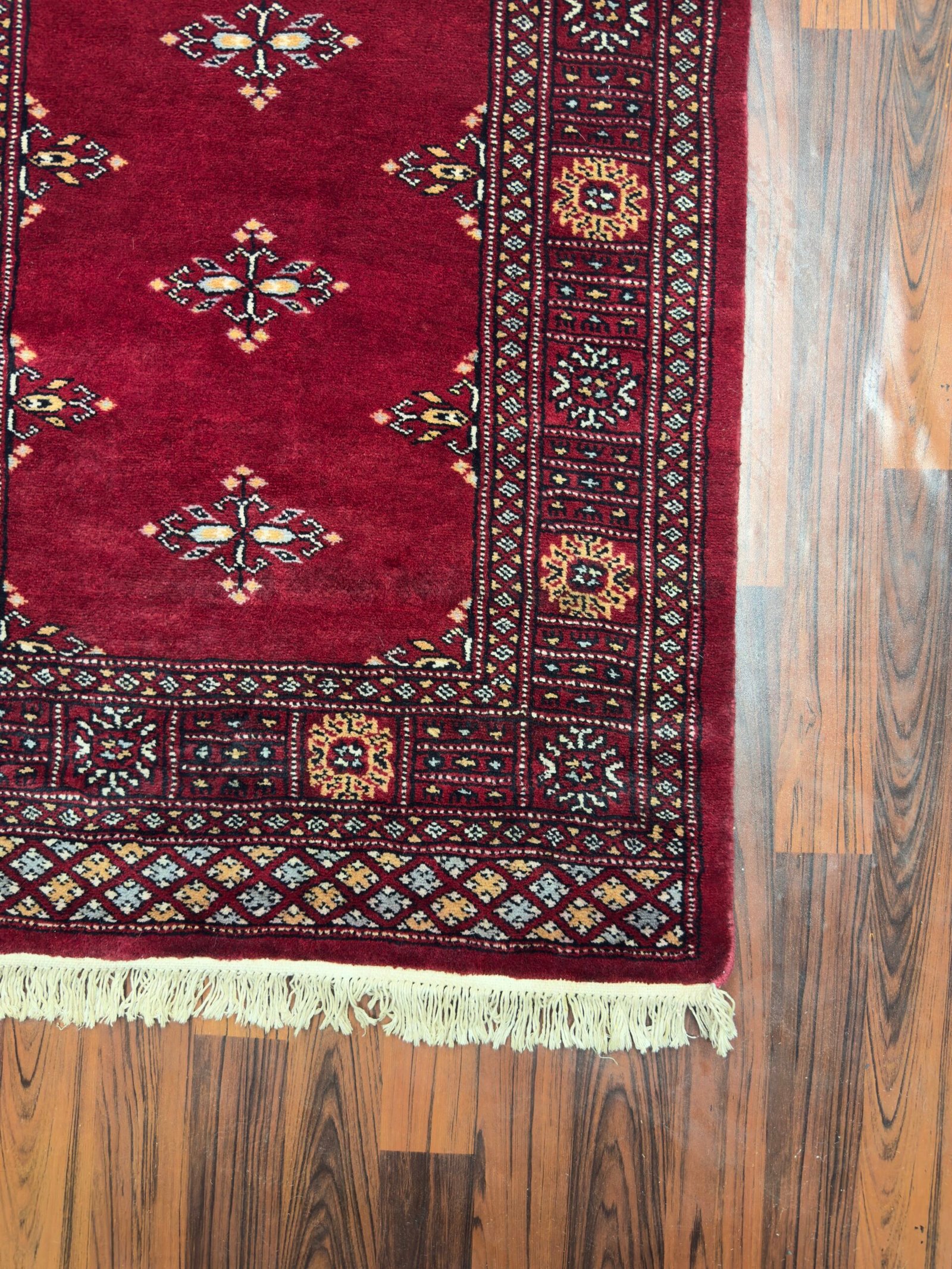 Hand‑Knotted Red Runner Rug 2×8 – Authentic Wool, Organic Cotton Chain, Mixed Colours – Handmade Tribal Bokhara Style - Image 3
